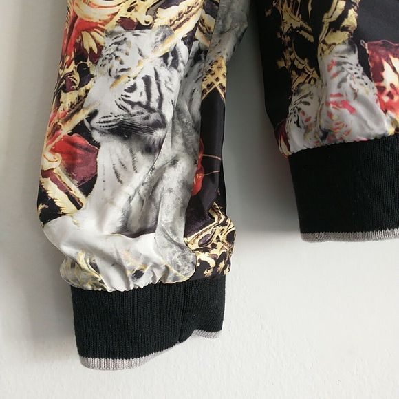 Emporio Milano Bomber Jacket Men M/S* Multicolor Reversible Graphic Animal Print - Picture 6 of 10